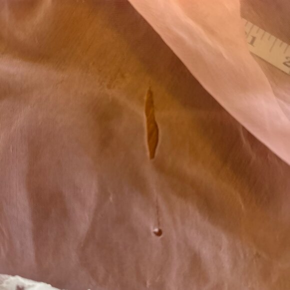 Vintage Pink Sheer Nightgown With Lace Sleeves & Embroidery Details - Picture 11 of 11